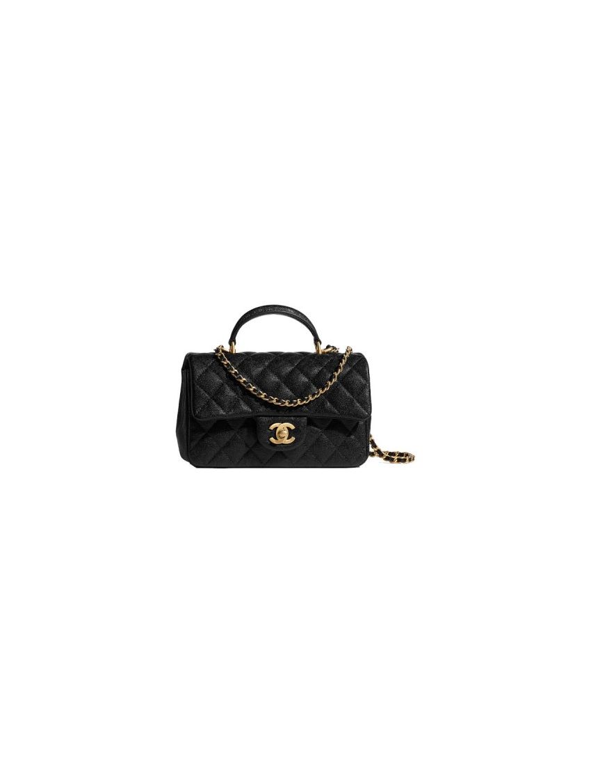 [CHANEL] Mini Flap Bag with Top Handle Grained Calfskin AS2431B0560794305