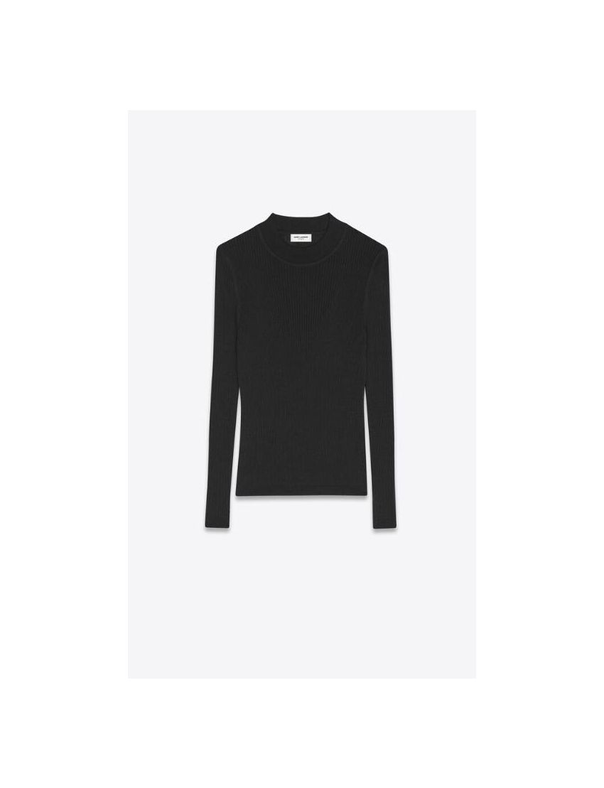 [SAINT LAURENT] sweater in ribbed cashmere, wool and silk 710734YAPK21000