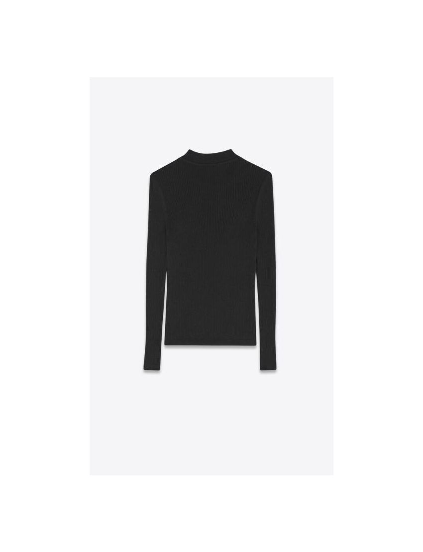 [SAINT LAURENT] sweater in ribbed cashmere, wool and silk 710734YAPK21000