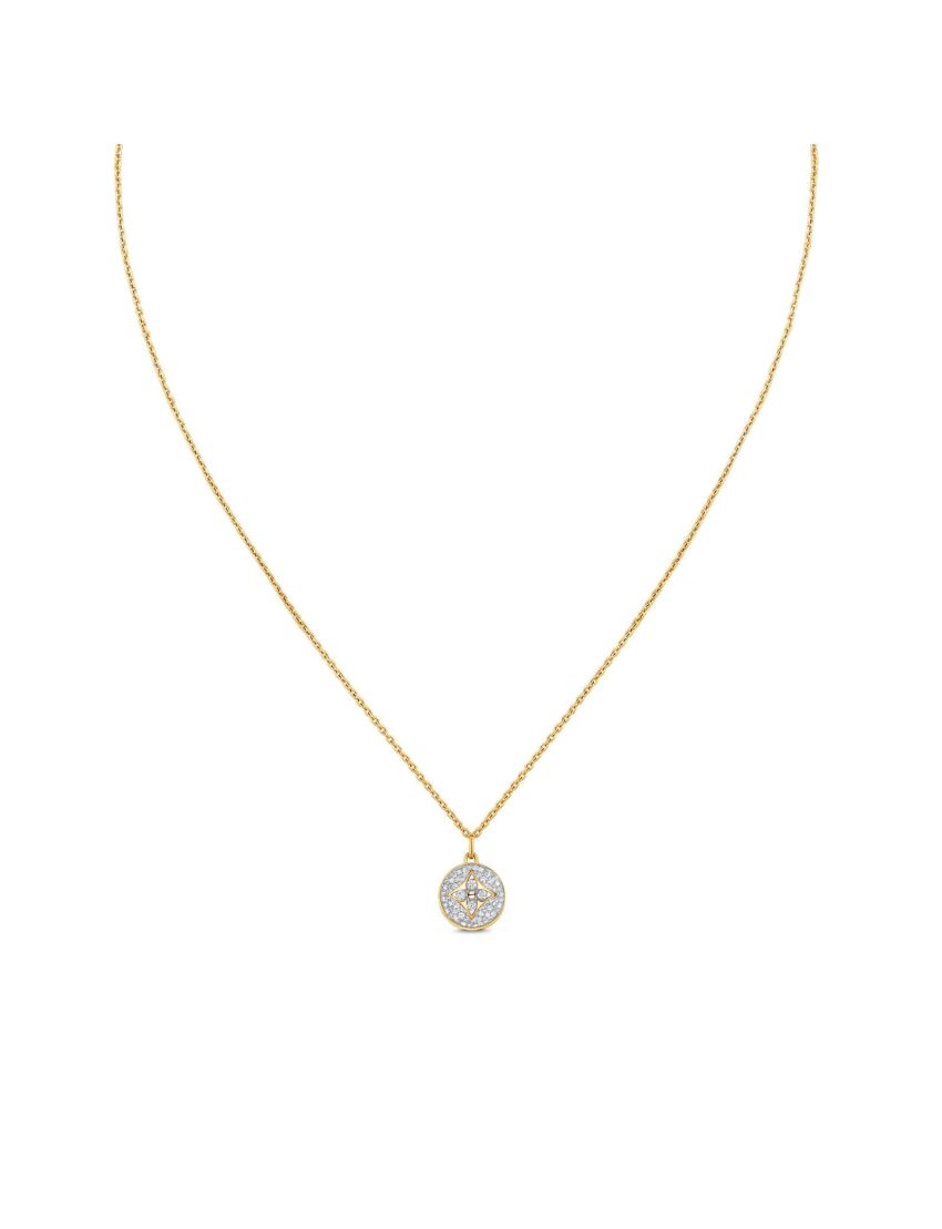 [LOUIS VUITTON] B Blossom Pendant, Yellow Gold, White Gold And Pave Diamond Q93795