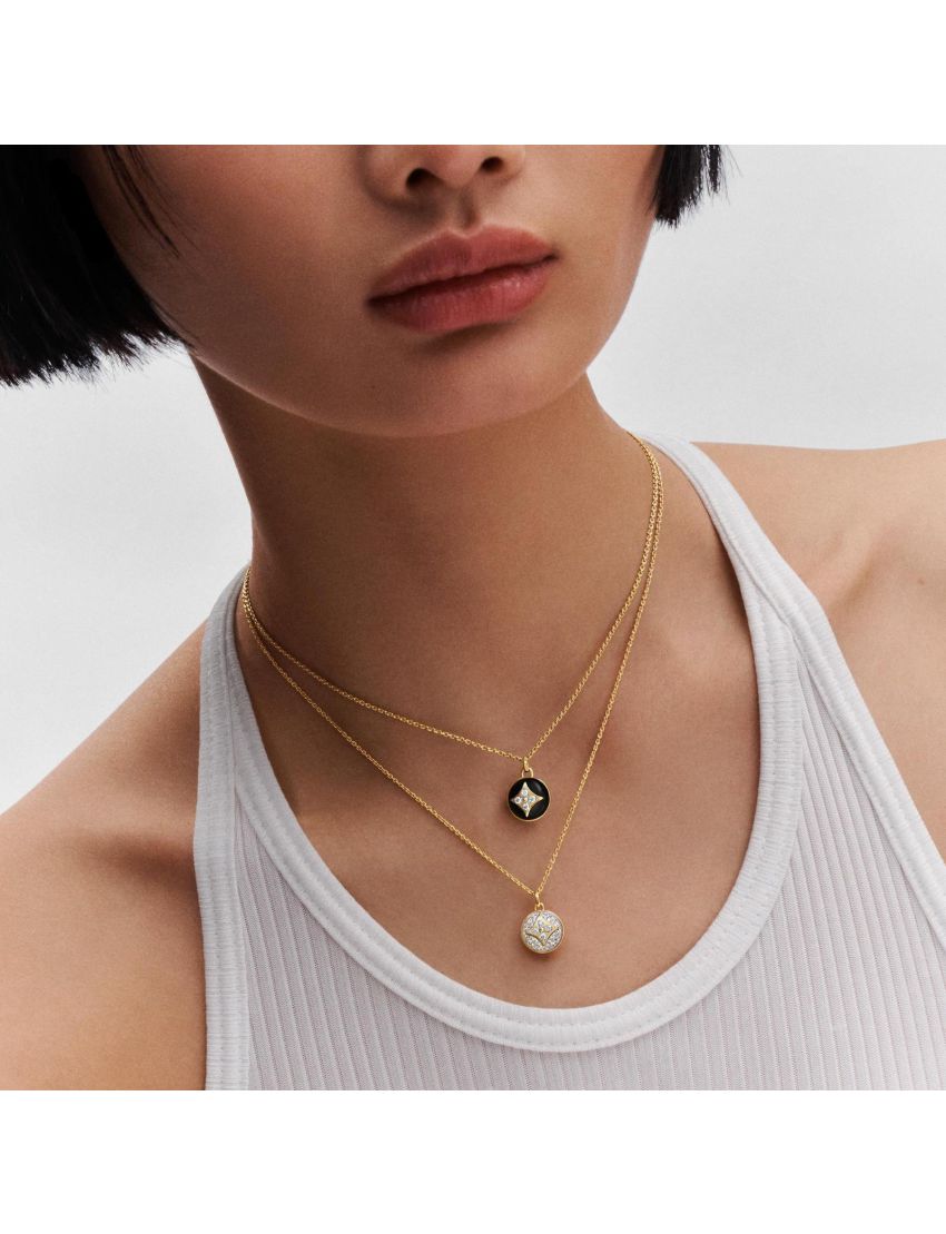 [LOUIS VUITTON] B Blossom Pendant, Yellow Gold, White Gold And Pave Diamond Q93795