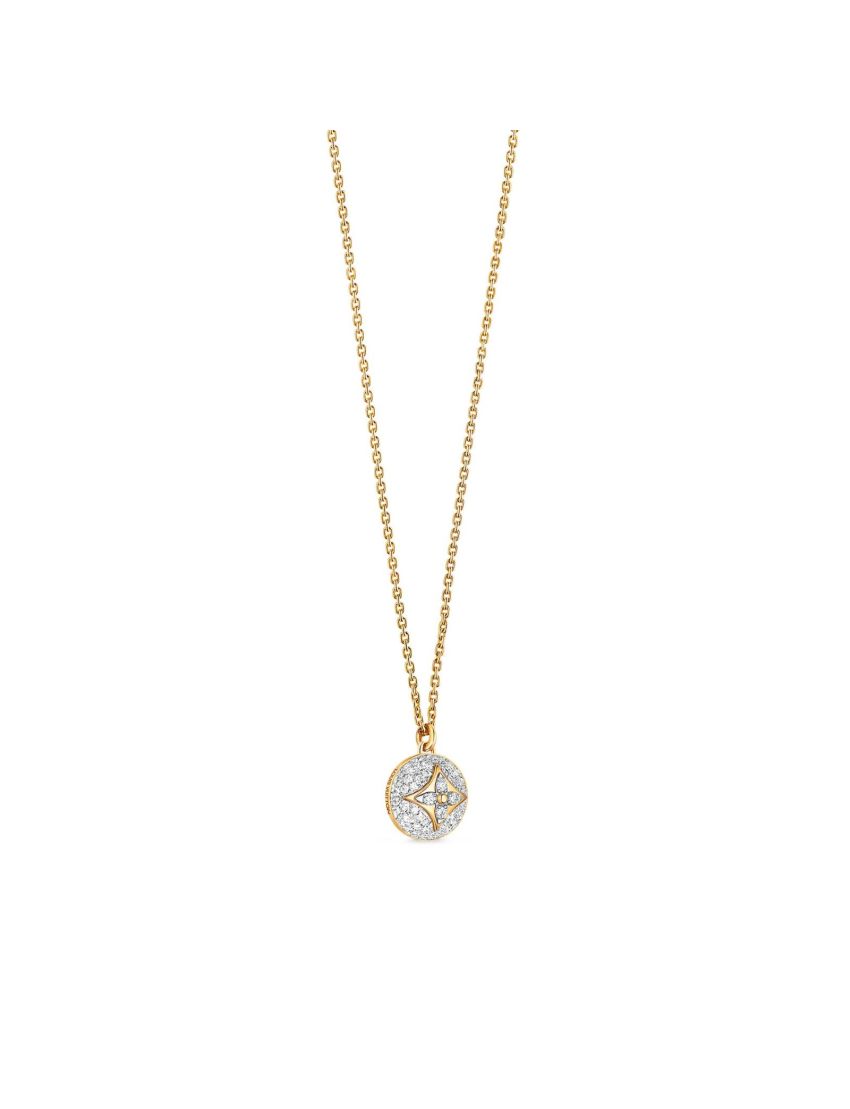 [LOUIS VUITTON] B Blossom Pendant, Yellow Gold, White Gold And Pave Diamond Q93795