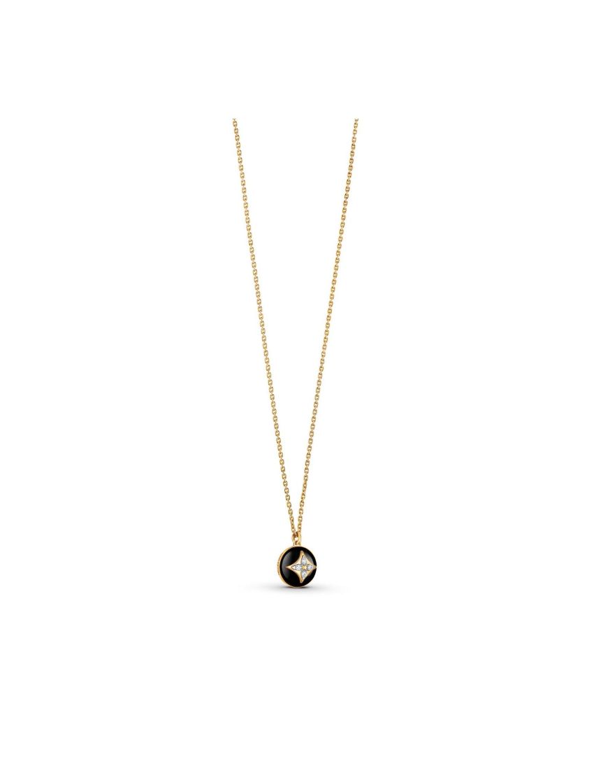 [LOUIS VUITTON] B Blossom Pendant, Yellow Gold, White Gold, Onyx And Diamonds Q93758