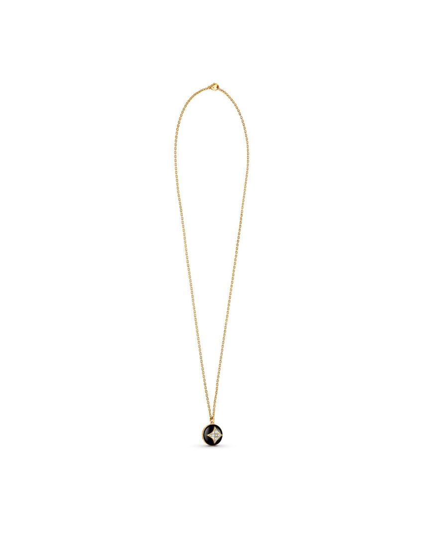[LOUIS VUITTON] B Blossom Pendant, Yellow Gold, White Gold, Onyx And Diamonds Q93758