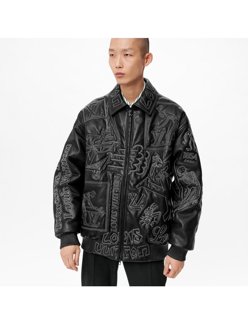 [LOUIS VUITTON] Embroidered Leather Bomber 1A98E1