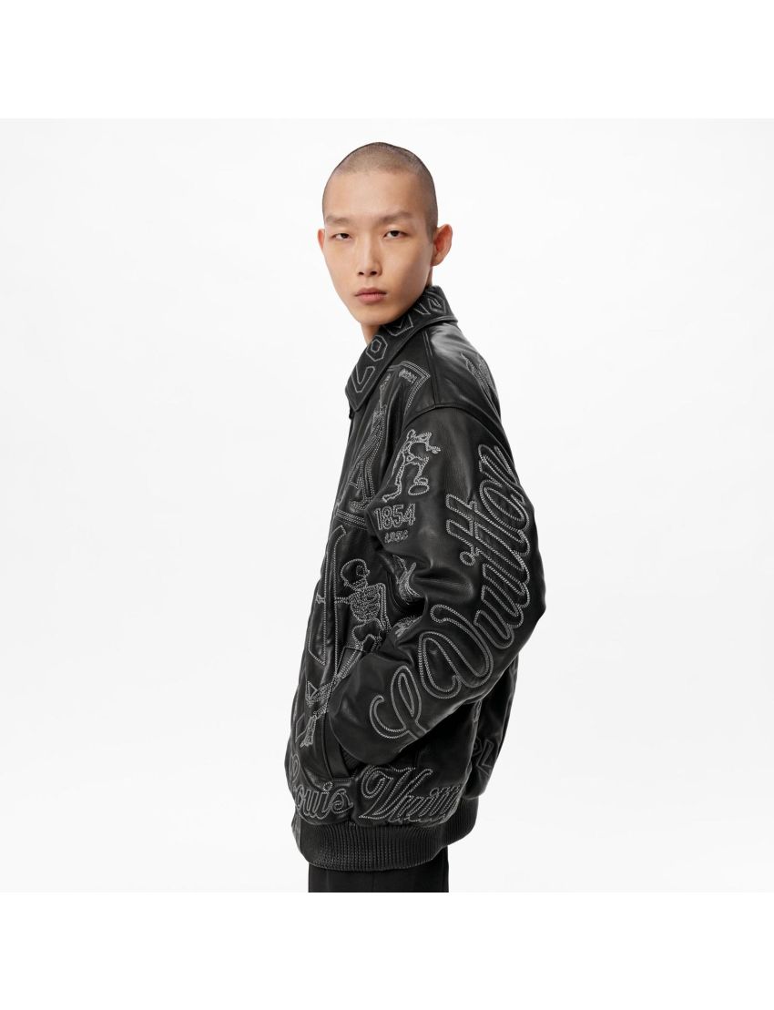 [LOUIS VUITTON] Embroidered Leather Bomber 1A98E1