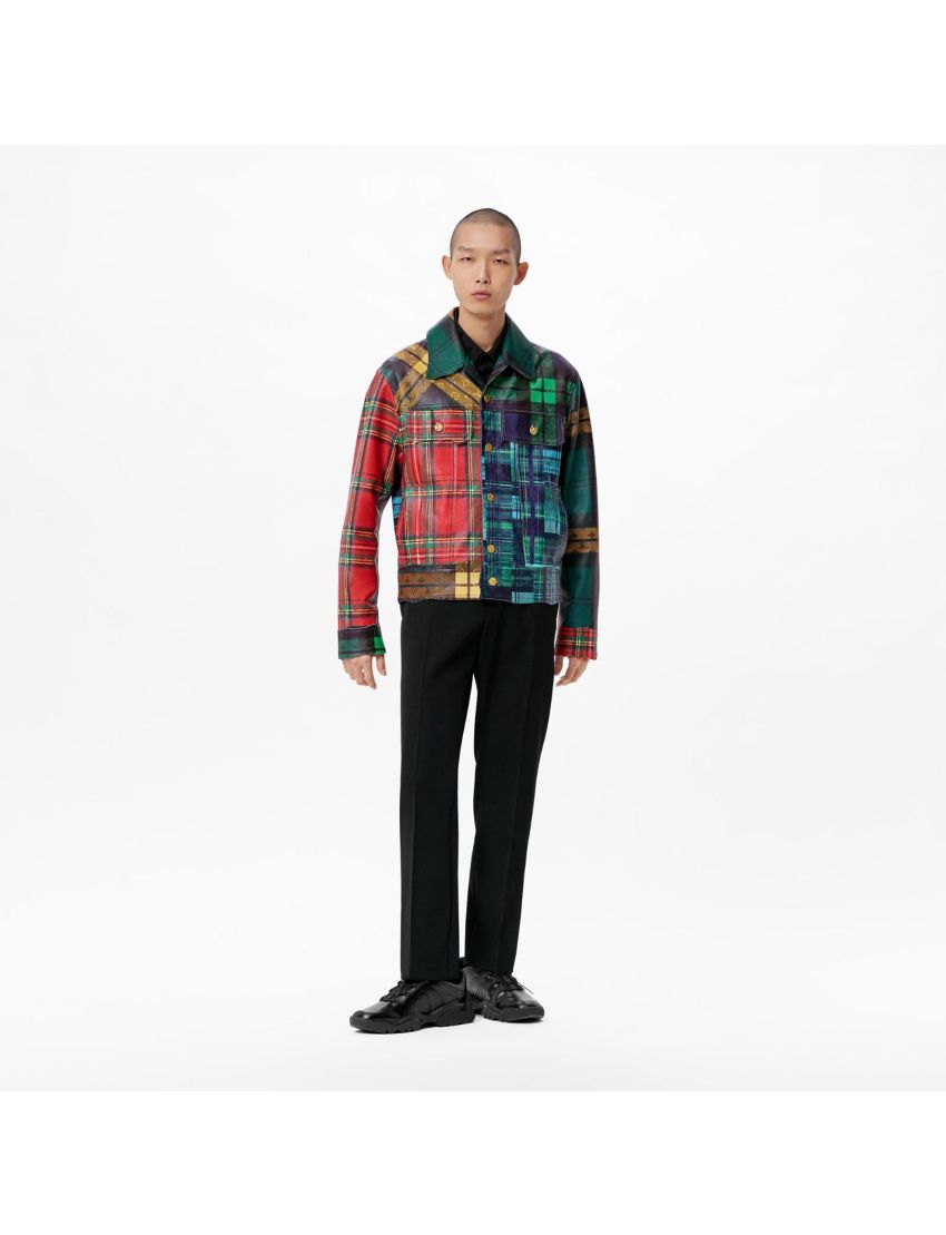 [LOUIS VUITTON] Raw Edge Multicheck Leather Jacket 1A98DE