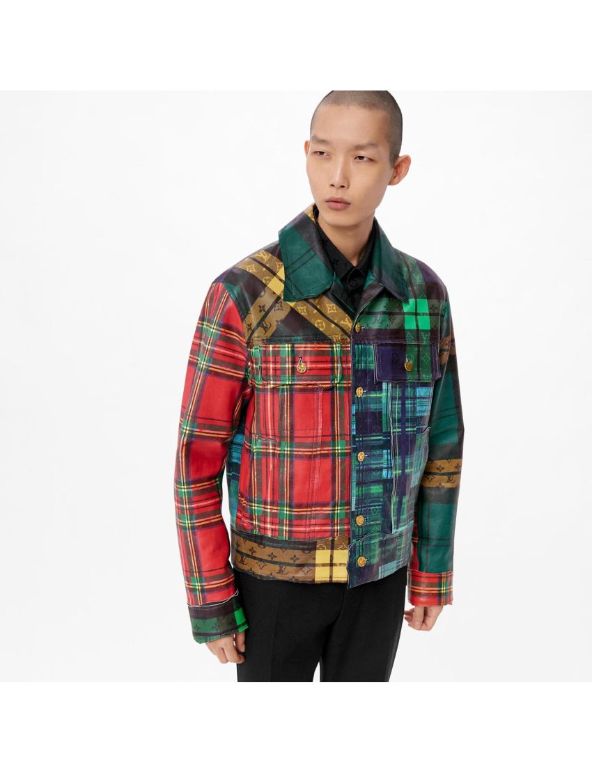 [LOUIS VUITTON] Raw Edge Multicheck Leather Jacket 1A98DE
