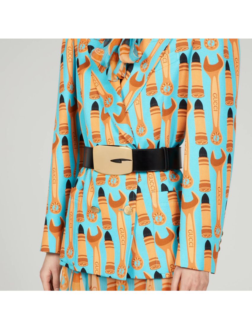 [GUCCI] Wide belt with retro G buckle 740372DKE0G1000