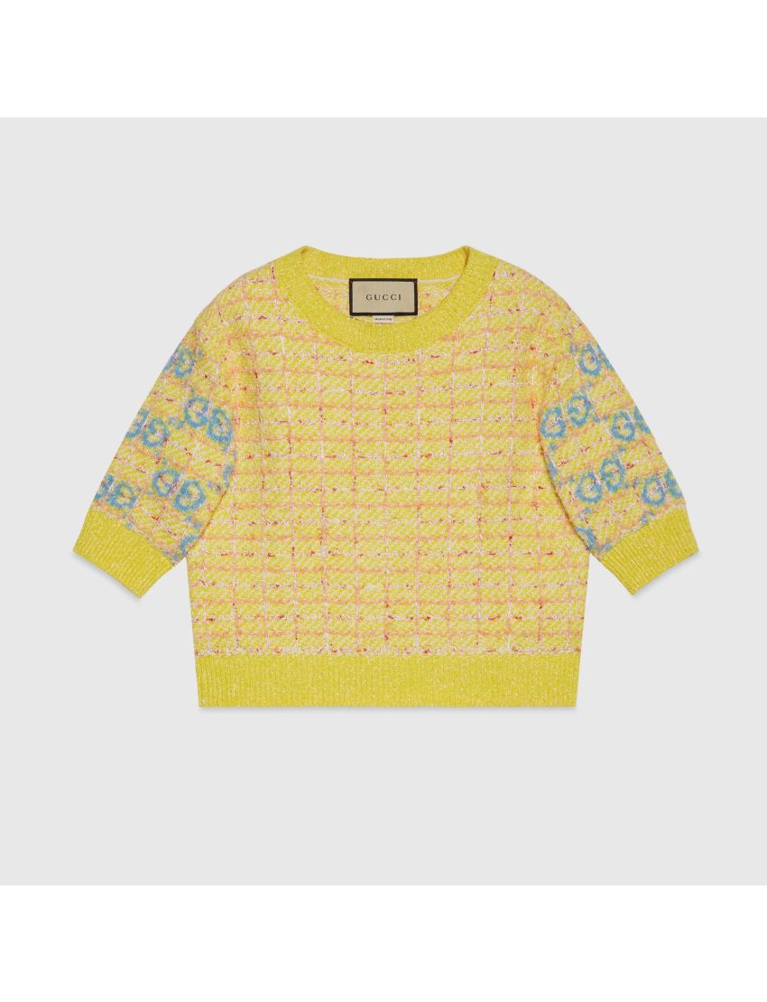 [GUCCI] Cotton top with GG intarsia 749026XKDCZ7782