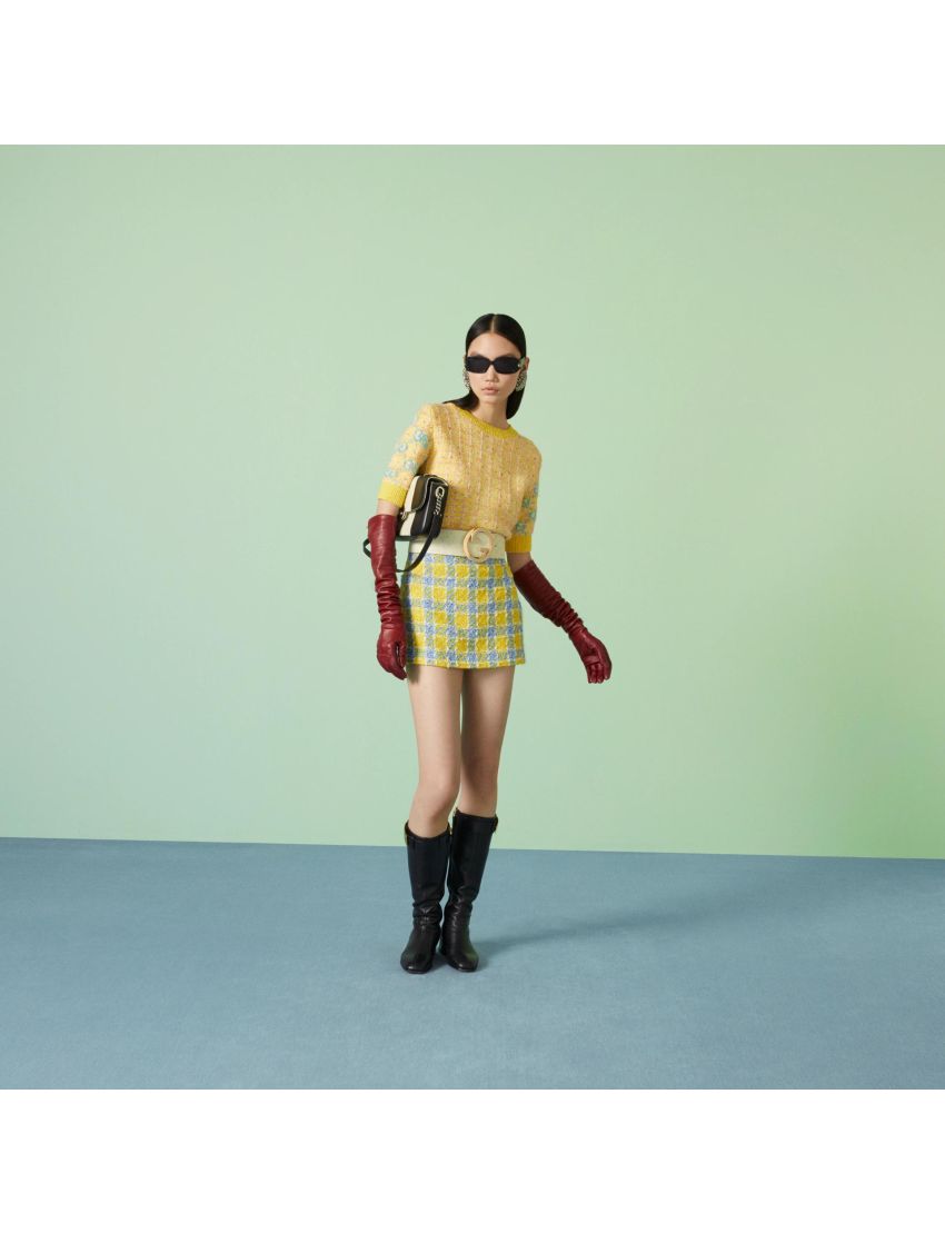 [GUCCI] Cotton top with GG intarsia 749026XKDCZ7782