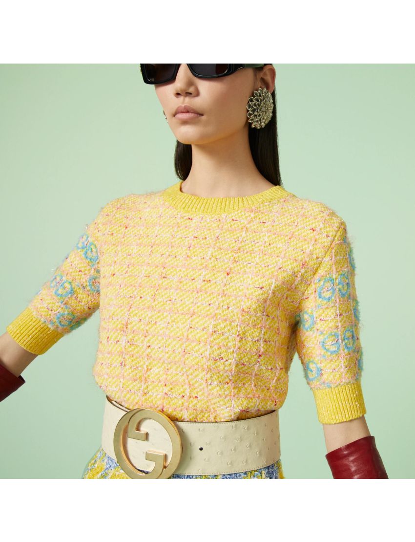 [GUCCI] Cotton top with GG intarsia 749026XKDCZ7782