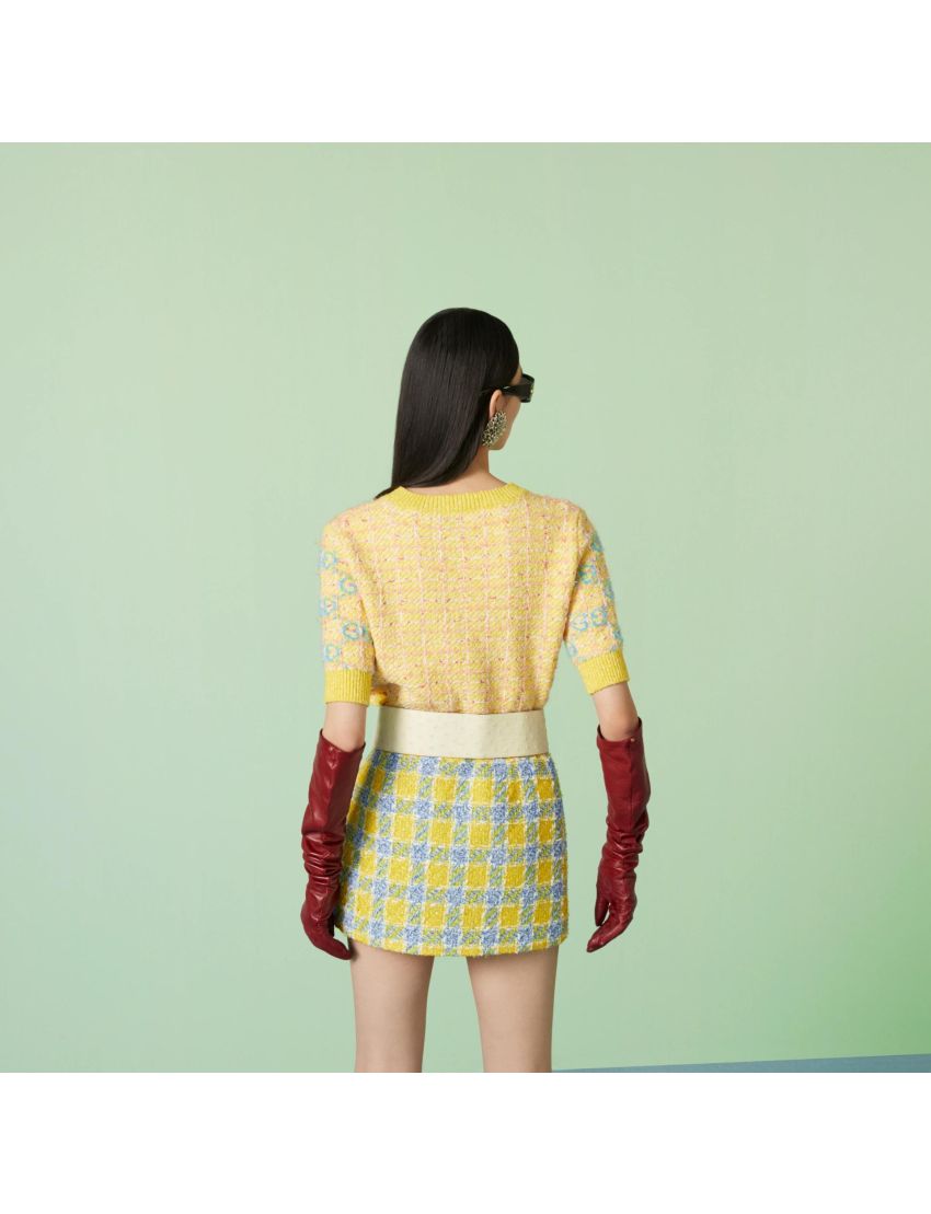 [GUCCI] Cotton top with GG intarsia 749026XKDCZ7782