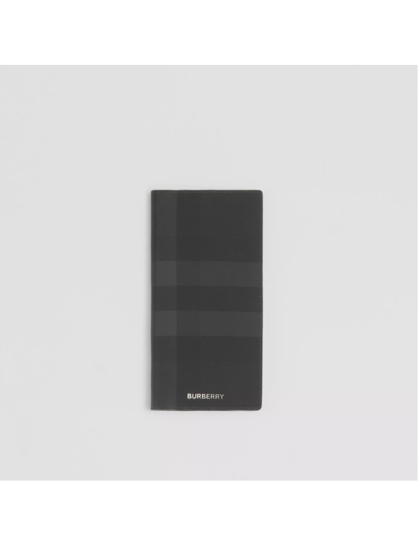 [BURBERRY] Charcoal Check and Leather Continental Wallet 80547851