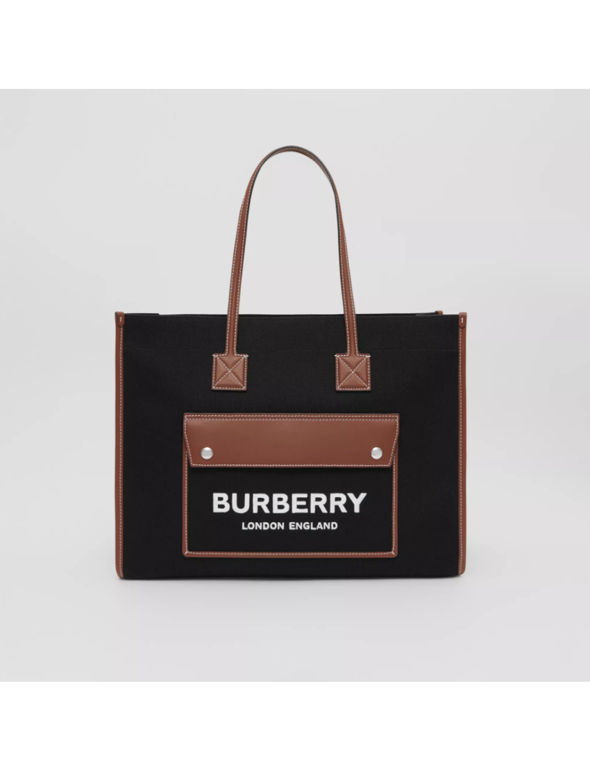 [BURBERRY] Two-tone Canvas and Leather Medium Freya Tote 80557471