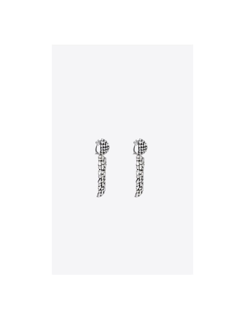 [SAINT LAURENT] oversized clip on rhinestone heart earrings in metal 683251Y15268368