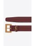 [SAINT LAURENT] cassandre thin belt with square buckle in shiny box saint laurent leather 554465AAAOY6133