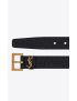 [SAINT LAURENT] cassandre belt with square buckle in crocodile embossed leather 634440DZE0W1000