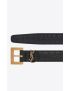[SAINT LAURENT] cassandre thin belt with square buckle in crocodile embossed leather 612616DZE0W1000