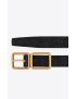 [SAINT LAURENT] double cadre buckle thin belt in crocodile  embossed leather 7091451ZQ0W1000