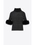 [SAINT LAURENT] high neck top in silk knit 705454Y75QA1000