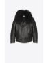 [SAINT LAURENT] biker jacket in leather and feathers 706408YCKG21010