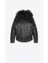 [SAINT LAURENT] biker jacket in leather and feathers 706408YCKG21010