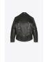 [SAINT LAURENT] biker jacket in leather and feathers 706408YCKG21010