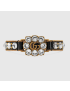 [GUCCI] Crystal Double G leather bracelet 648722I56718061