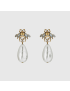 [GUCCI] Bee earrings with drop pearls 490312J1D518062