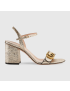 [GUCCI] Metallic laminate leather mid heel sandal 453379DKT007100