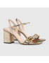 [GUCCI] Metallic laminate leather mid heel sandal 453379DKT007100