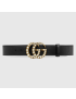 [GUCCI] Leather belt with pearl Double G 453260DLX1T9094