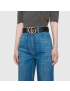 [GUCCI] Leather belt with pearl Double G 453260DLX1T9094