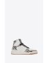 [SAINT LAURENT] sl 24 mid top sneakers in smooth leather and zebra print pony effect leather 713857AAAXE2039