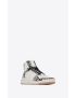 [SAINT LAURENT] sl 24 mid top sneakers in smooth leather and zebra print pony effect leather 713857AAAXE2039