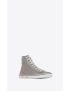 [SAINT LAURENT] malibu mid top sneakers in prince of wales canvas and smooth leather 711277AAAS99063