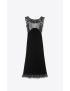 [SAINT LAURENT] long dress in velvet and lace 710353Y144L1000