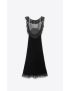 [SAINT LAURENT] long dress in velvet and lace 710353Y144L1000