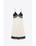 [SAINT LAURENT] midi lingerie dress in crepe satin and lace 706337Y001W9601