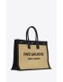 [SAINT LAURENT] rive gauche tote bag in embroidered raffia and leather 4992902M21E7070