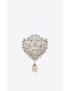 [SAINT LAURENT] rhinestone and pearl shield brooch in metal 705245Y15269257