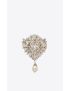 [SAINT LAURENT] rhinestone and pearl shield brooch in metal 705245Y15269257