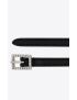 [SAINT LAURENT] strass buckle thin belt in smooth leather 710085AAALU1067