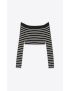 [SAINT LAURENT] cropped top in striped wool and cotton 705389Y75QD9744