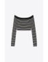 [SAINT LAURENT] cropped top in striped wool and cotton 705389Y75QD9744