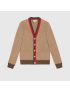 [GUCCI] Rib knit camel cardigan with Web 674347XKB4A2668