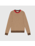 [GUCCI] Rib knit camel sweater with Web 721035XKB4A2668