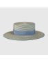 [GUCCI] Striped raffia wide brimmed hat 7479794HAYP9768