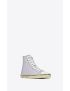 [SAINT LAURENT] malibu mid top sneakers in crepe satin and smooth leather 7184031UUAD1260